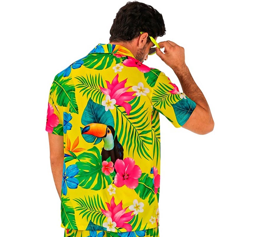 Translation missing: pt-PT.Camisa manga corta Hawaiana Estampado Tucán para hombre