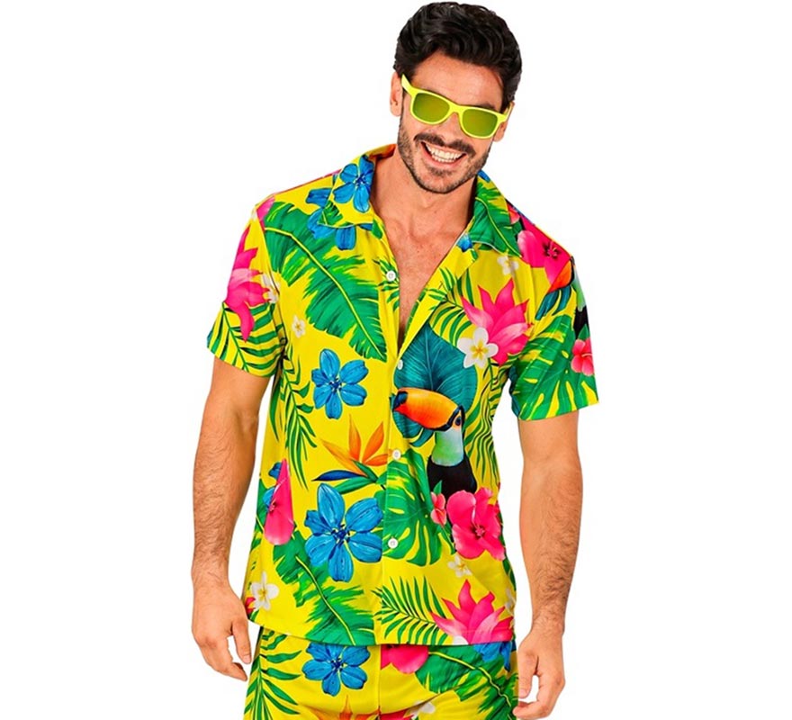 Translation missing: pt-PT.Camisa manga corta Hawaiana Estampado Tucán para hombre