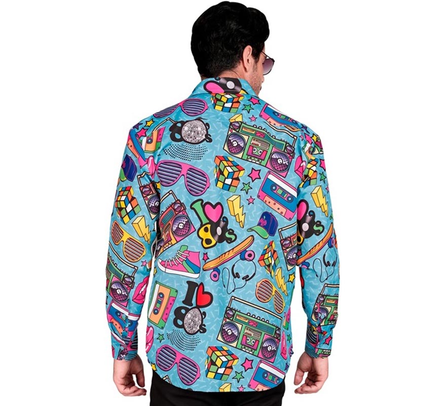 Translation missing: pt-PT.Camisa manga larga Años 80 Estampado Retro para hombre