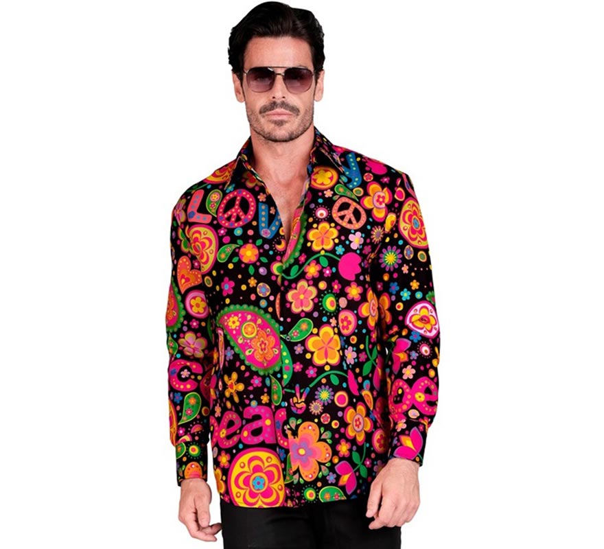 Translation missing: pt-PT.Camisa manga larga con Estampado Hippie para hombre