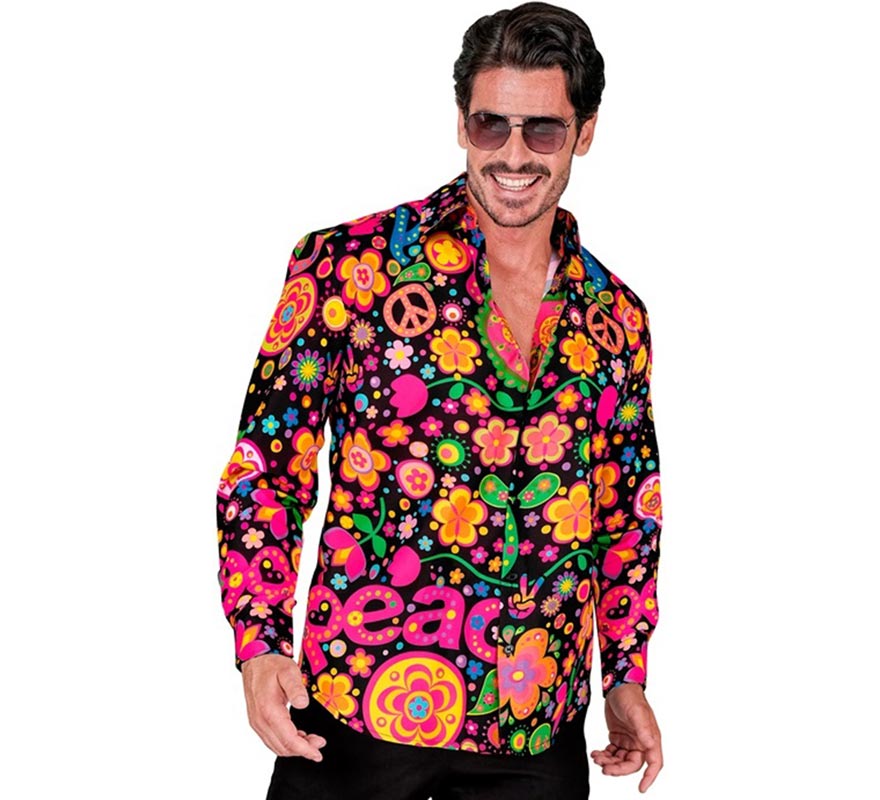 Translation missing: pt-PT.Camisa manga larga con Estampado Hippie para hombre