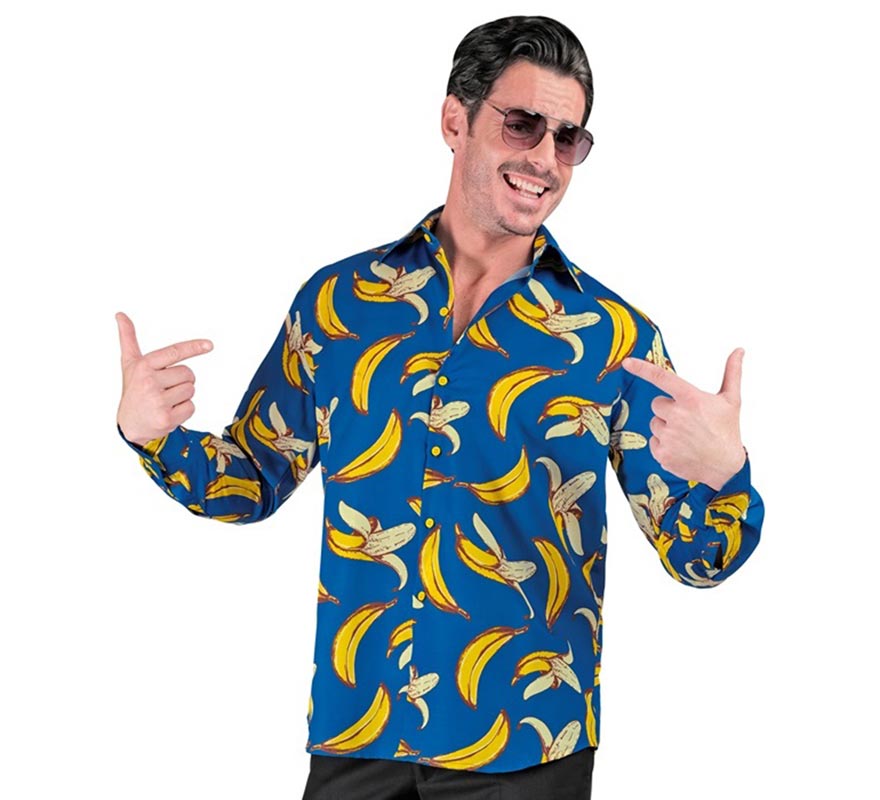 Translation missing: pt-PT.Camisa manga larga con Estampado Plátanos para hombre