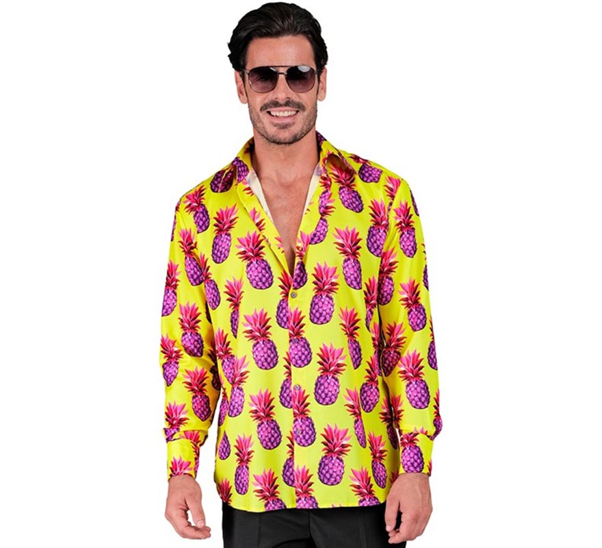 Translation missing: pt-PT.Camisa manga larga Estampada Piñas neón para hombre