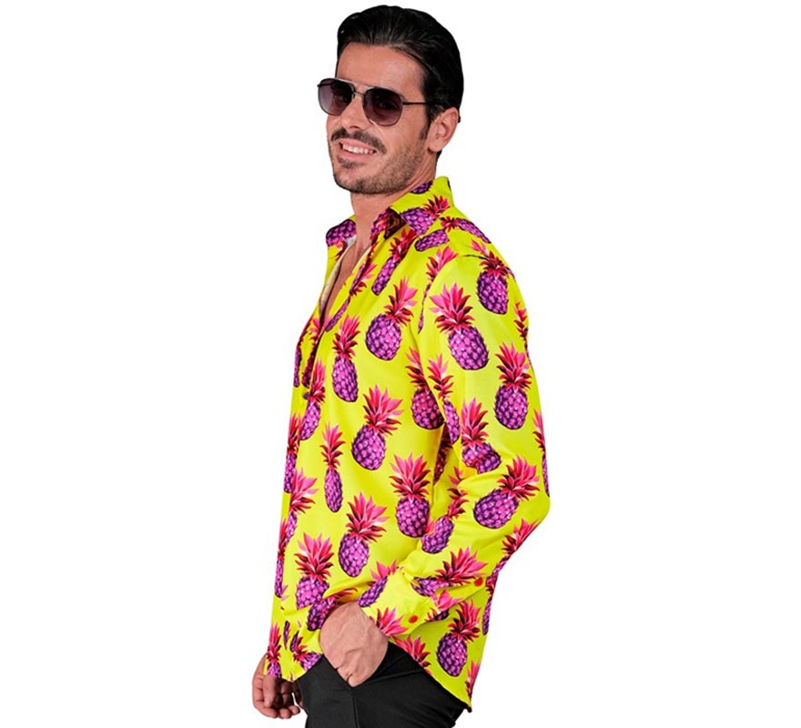Translation missing: pt-PT.Camisa manga larga Estampada Piñas neón para hombre