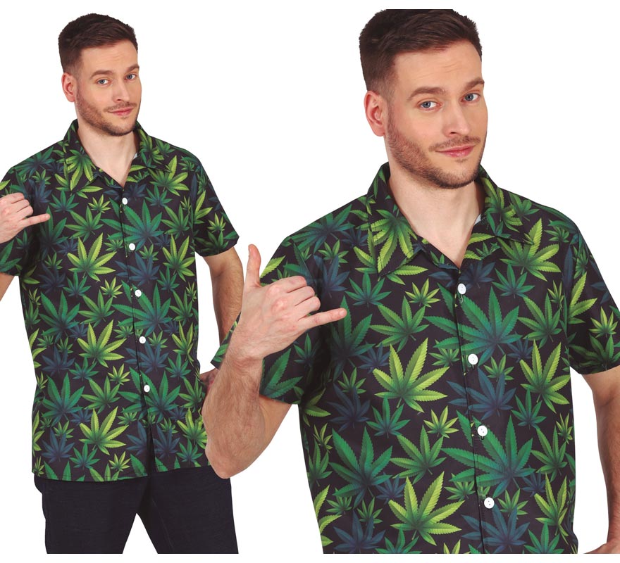 Translation missing: pt-PT.Camisa Marihuana verde oscuro adulto