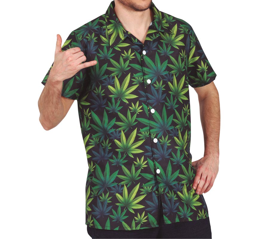 Translation missing: pt-PT.Camisa Marihuana verde oscuro adulto