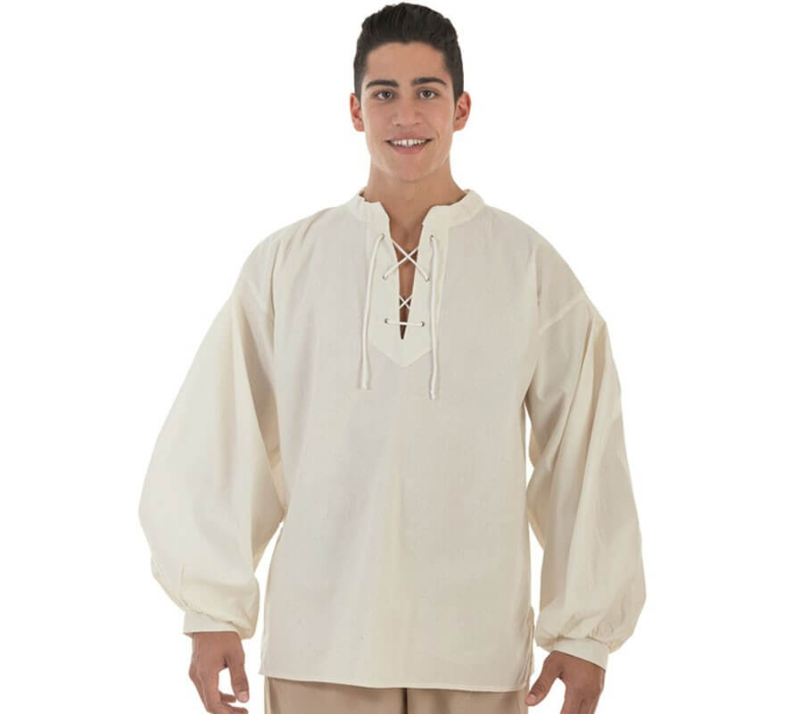 Translation missing: pt-PT.Camisa Medieval Beige para hombre