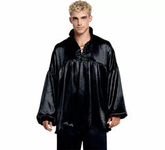 Camisa preta medieval ou pirata para homem