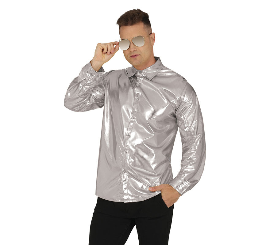 Translation missing: pt-PT.Camisa plateada brillante adulto
