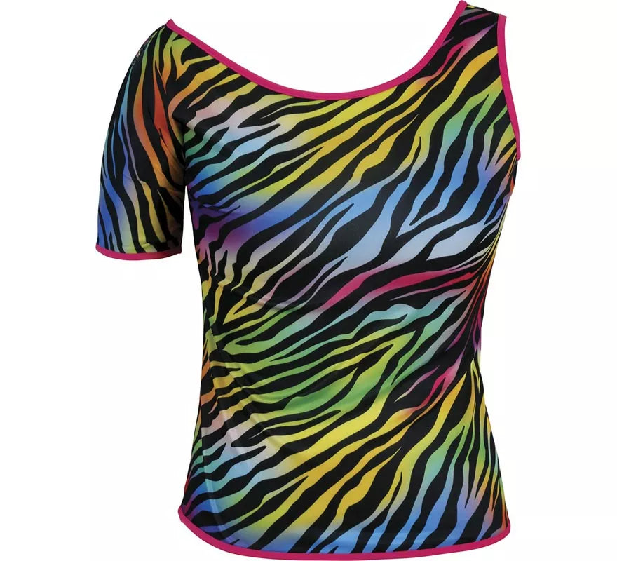 Translation missing: pt-PT.Camiseta Cebra multicolor Años 80 para mujer