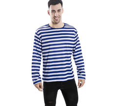 T-shirt com riscas azuis e brancas para adultos