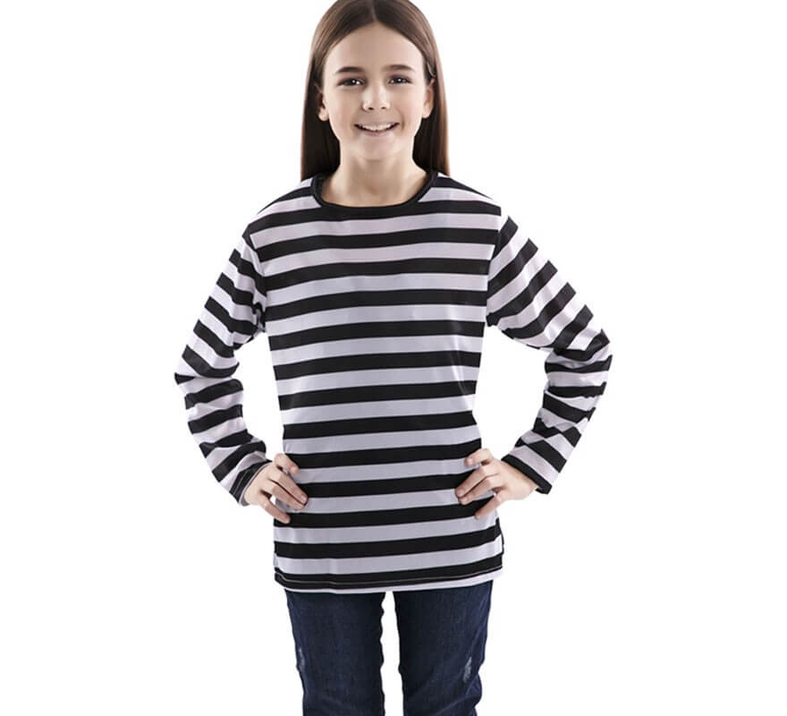 Translation missing: pt-PT.Camiseta con rayas negras y blancas para niños