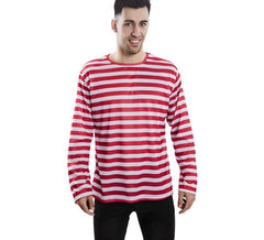 T-shirt com listras vermelhas e brancas para adultos