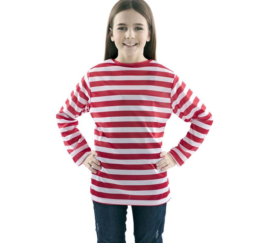 Translation missing: pt-PT.Camiseta con rayas rojas y blancas para niños