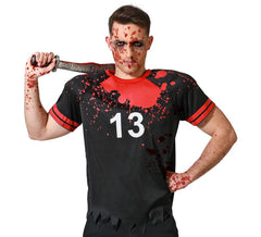 Camiseta masculina de jogador de rugby sangrento
