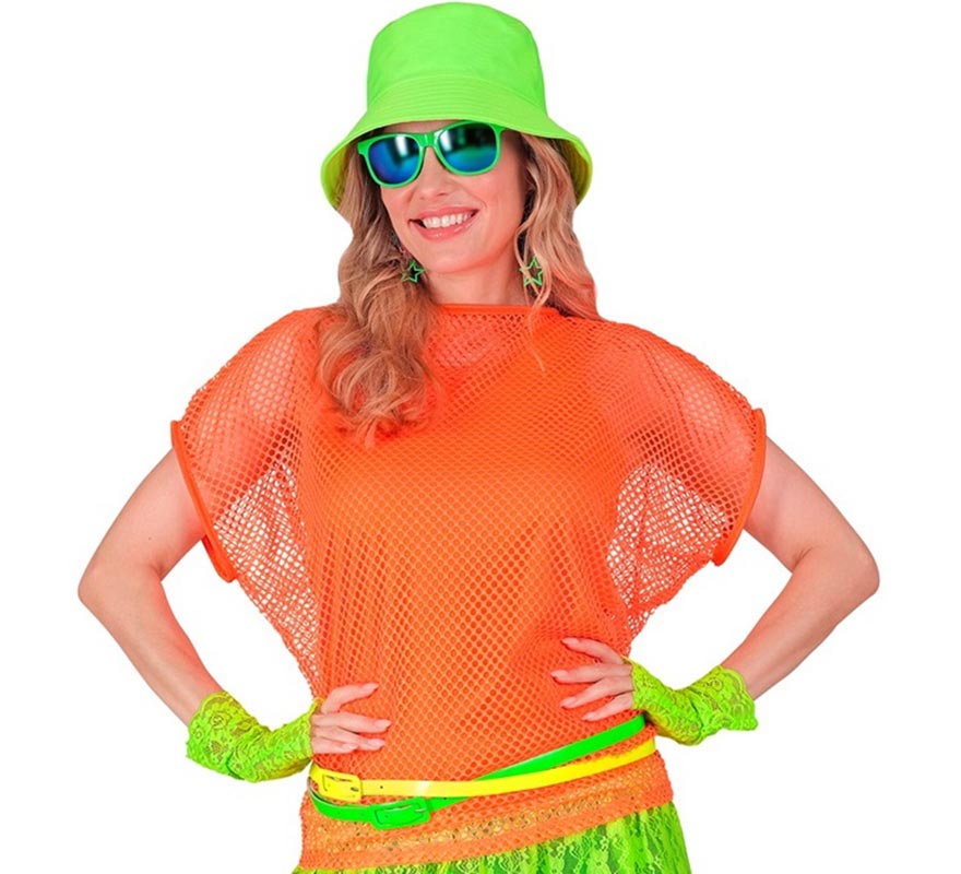 Translation missing: pt-PT.Camiseta de Malla naranja neón para mujer