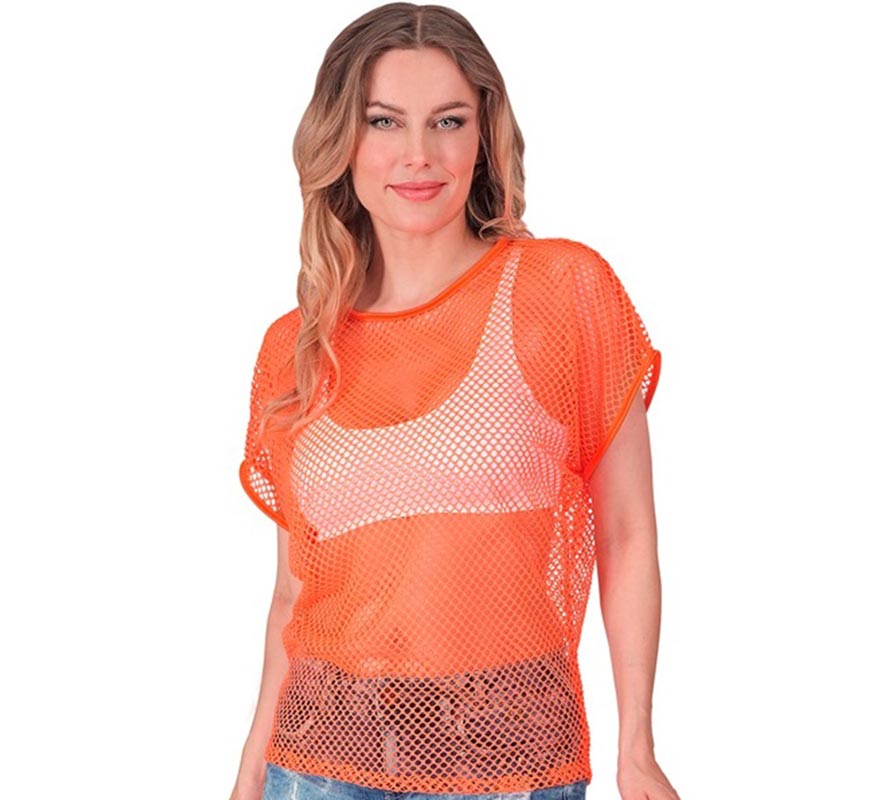 Translation missing: pt-PT.Camiseta de Malla naranja neón para mujer