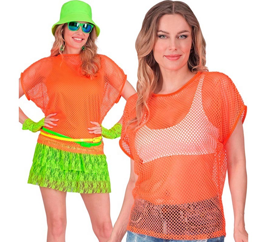 Translation missing: pt-PT.Camiseta de Malla naranja neón para mujer