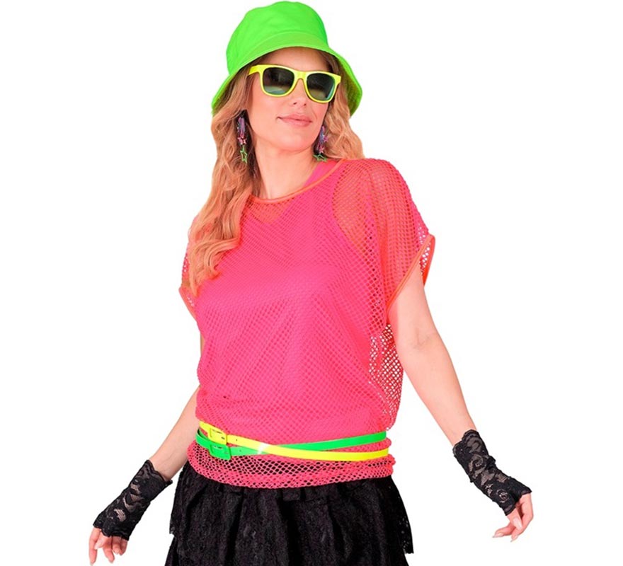 Translation missing: pt-PT.Camiseta de Malla rosa neón para mujer