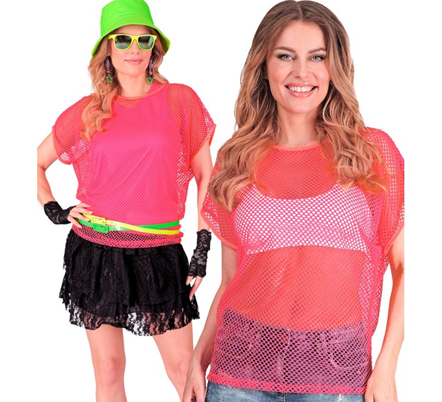 Translation missing: pt-PT.Camiseta de Malla rosa neón para mujer