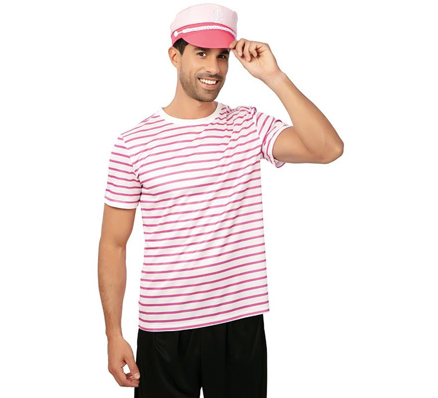 Translation missing: pt-PT.Camiseta de Marinero a rayas rosa adulto