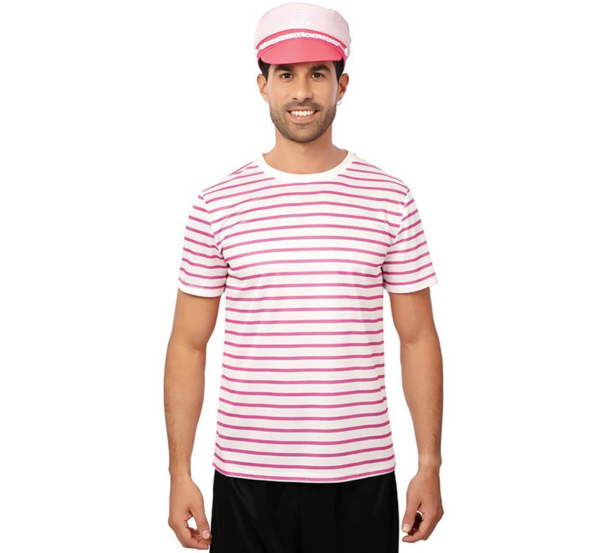Translation missing: pt-PT.Camiseta de Marinero a rayas rosa adulto