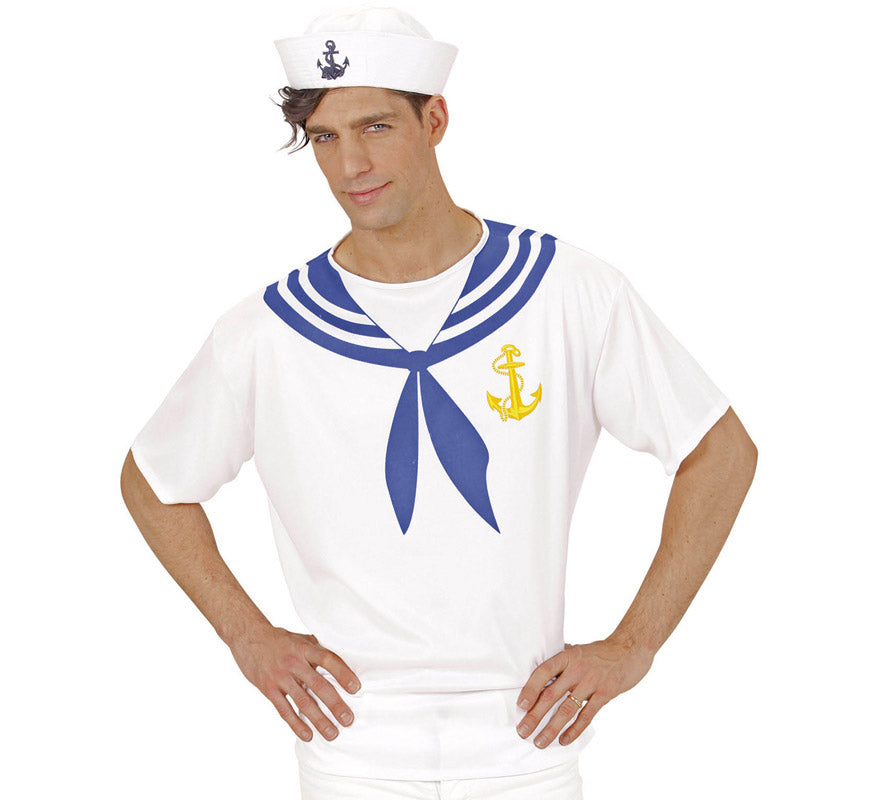 Translation missing: pt-PT.Camiseta de Marinero Blanco con Ancla para hombre