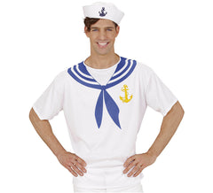 T-shirt de marinheiro branca com âncora para homem