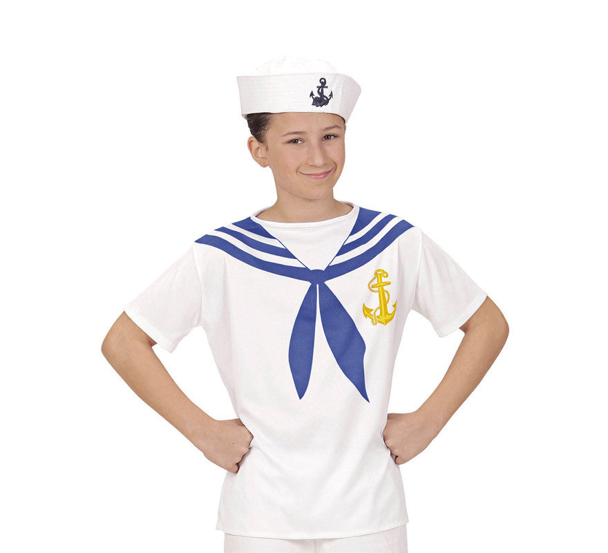 Camiseta de Marinero Blanco con Ancla para infantil