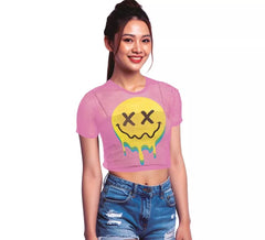 Camiseta Acid Mesh Sorriso rosa para mulheres