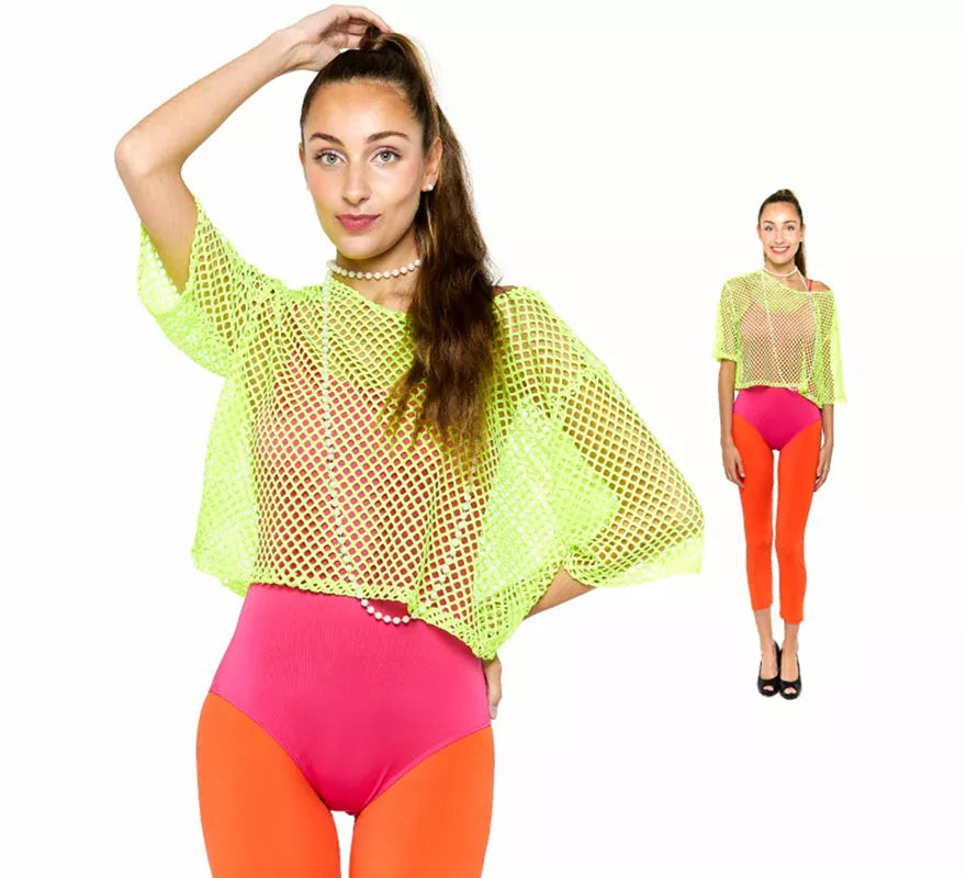 Translation missing: pt-PT.Camiseta de Rejilla Años 80 amarilla para mujer