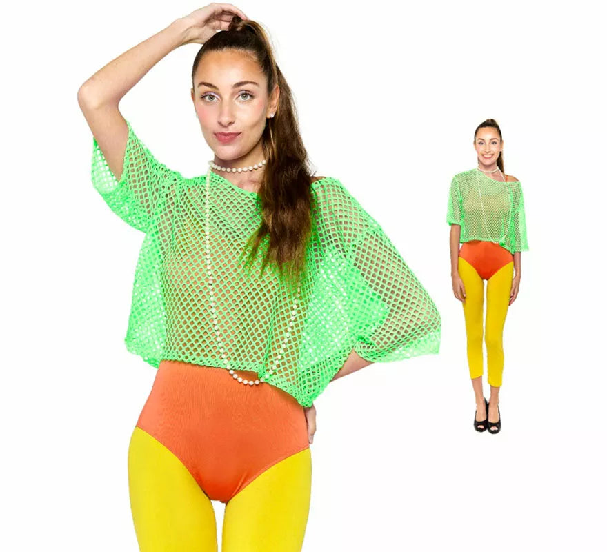 Translation missing: pt-PT.Camiseta de Rejilla Años 80 verde para mujer