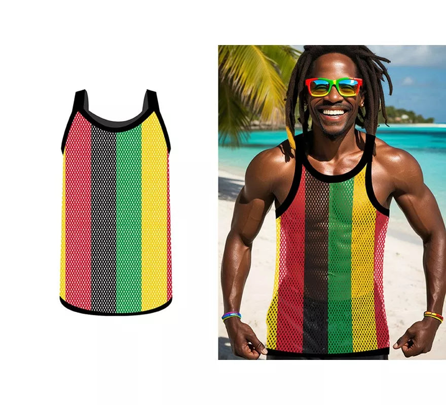 Translation missing: pt-PT.Camiseta de Rejilla Jamaica multicolor para hombre