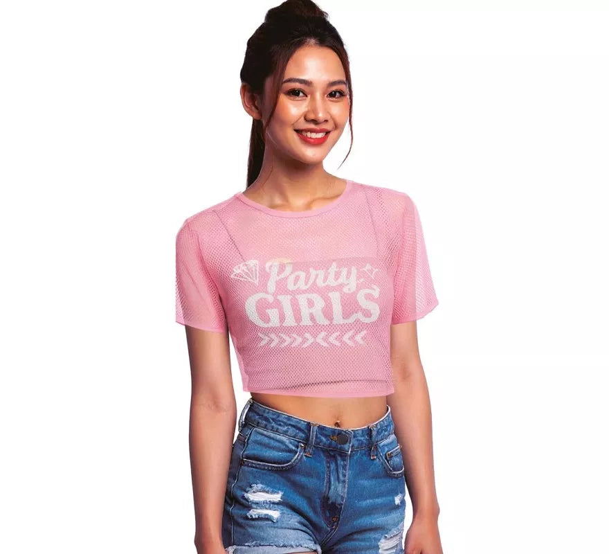 Translation missing: pt-PT.Camiseta de Rejilla Party Girls rosa para mujer