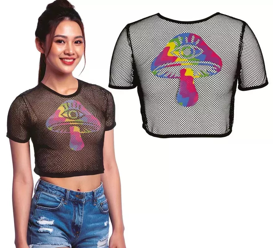 Translation missing: pt-PT.Camiseta de Rejilla Seta negra para mujer