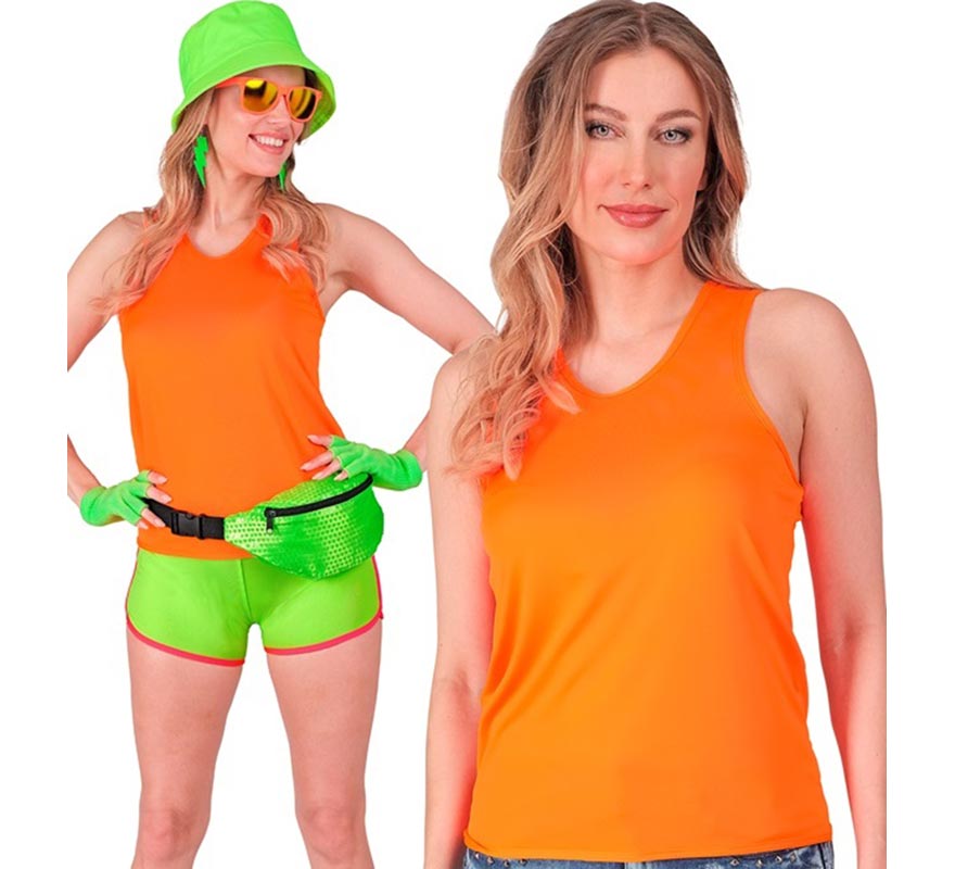 Translation missing: pt-PT.Camiseta de Tirantes naranja neón para mujer