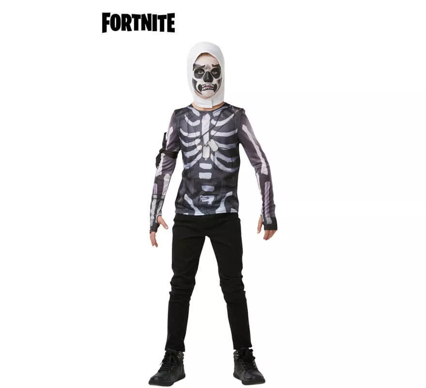 Translation missing: pt-PT.Camiseta Disfraz con Capucha Skull Trooper Fortnite para niño y adolescente