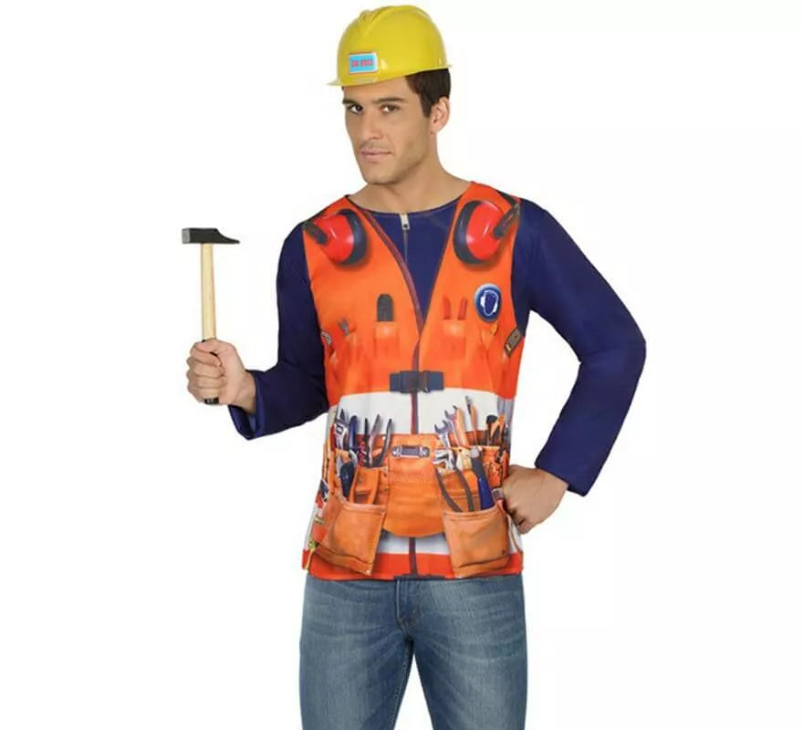 Translation missing: pt-PT.Camiseta disfraz de Albañil para hombre
