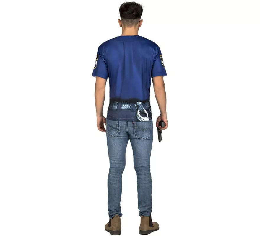 Camiseta disfraz de Policía forzudo para hombre