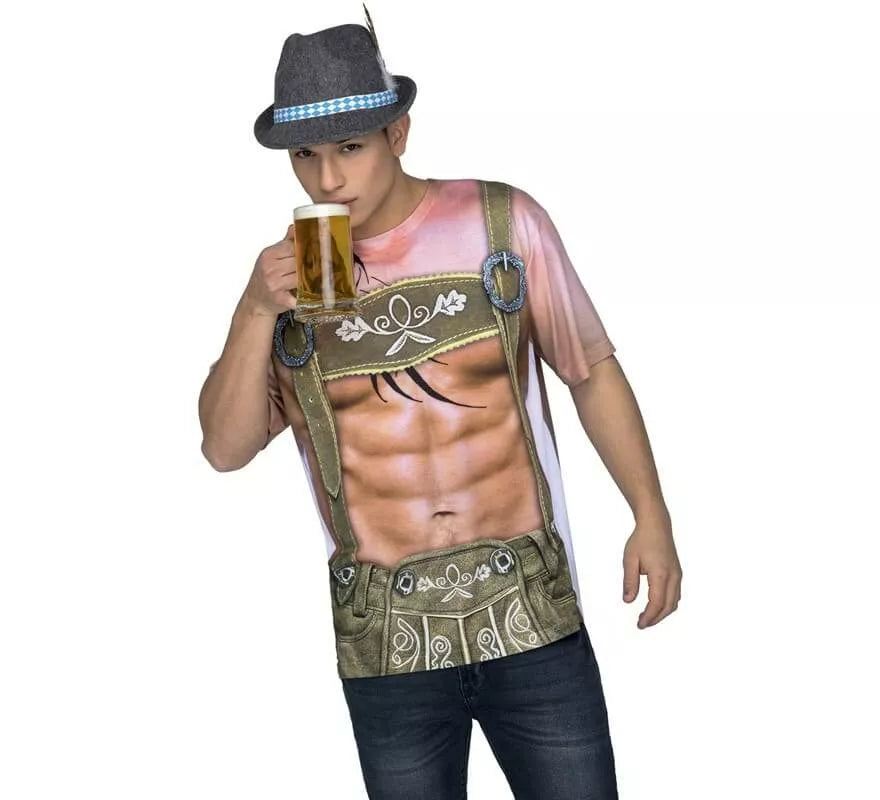 Translation missing: pt-PT.Camiseta disfraz de Tirolés Forzudo para hombre