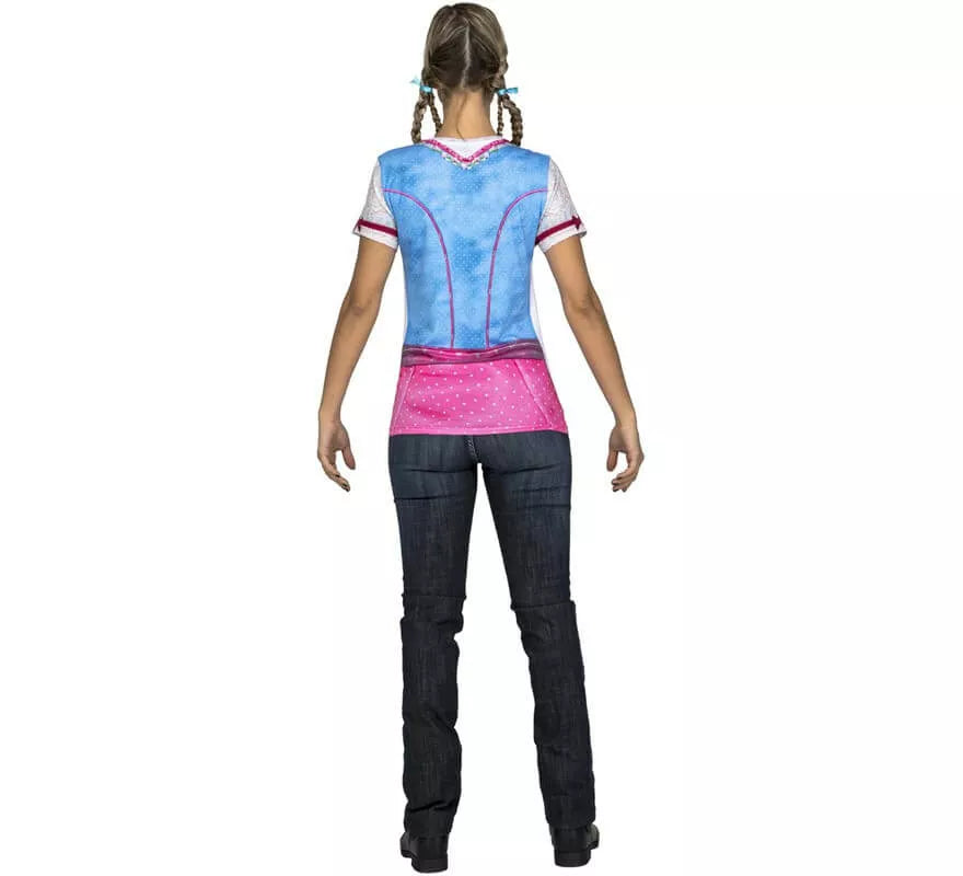 Translation missing: pt-PT.Camiseta disfraz de Tirolesa azul y rosa para mujer