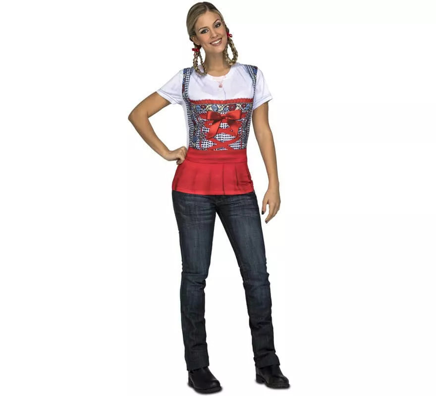 Translation missing: pt-PT.Camiseta disfraz de Tirolesa roja para mujer