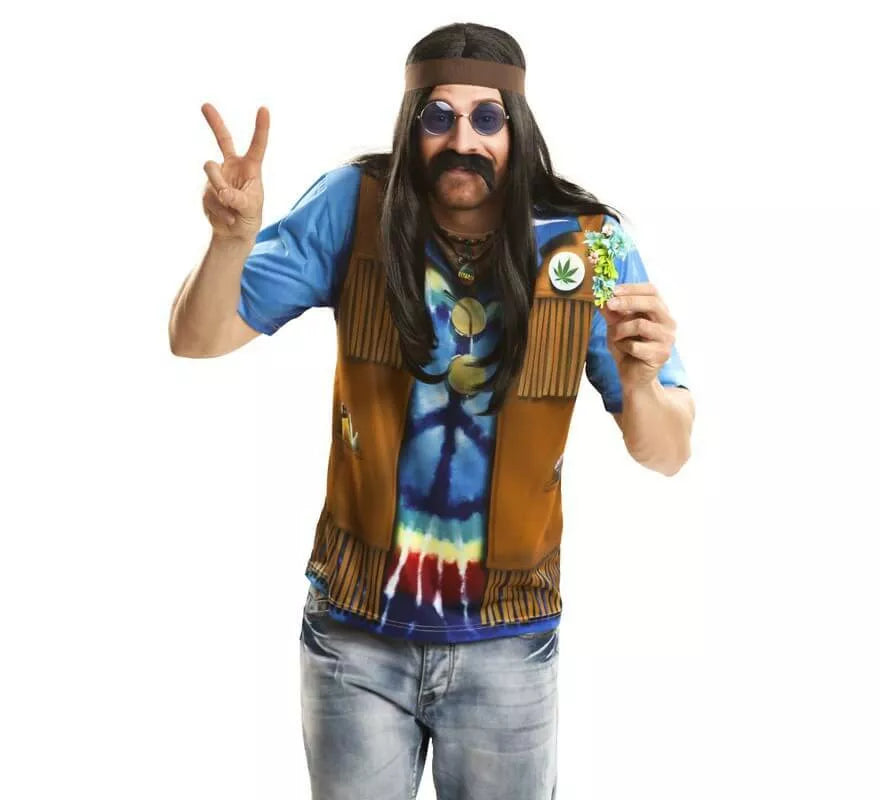 Camiseta disfraz hippie para hombre