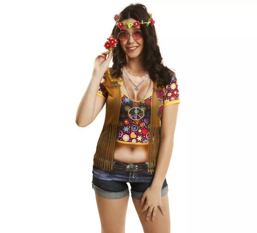Translation missing: pt-PT.Camiseta disfraz hippie para mujer