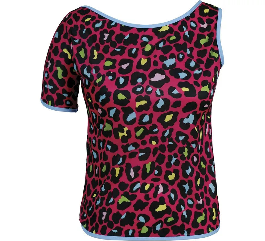 Translation missing: pt-PT.Camiseta Leopardo multicolor Años 80 para mujer