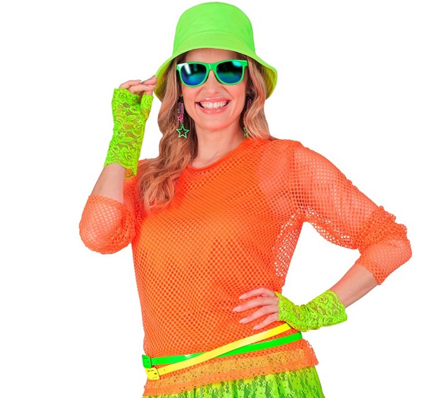 Translation missing: pt-PT.Camiseta manga larga de Malla naranja neón para mujer