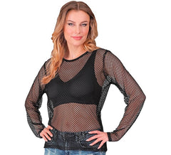 Camiseta feminina de malha preta de manga comprida