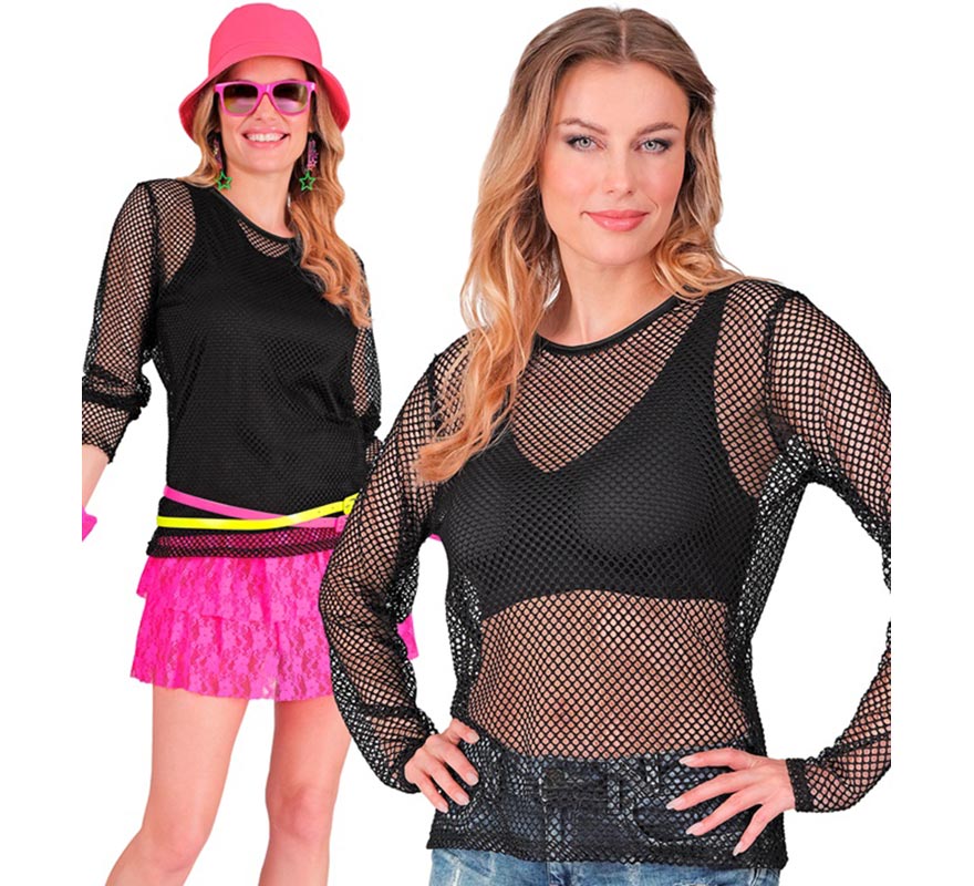 Translation missing: pt-PT.Camiseta manga larga de Malla negra para mujer