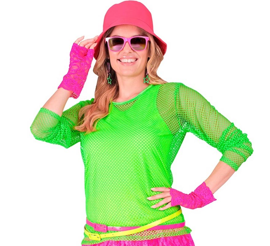 Translation missing: pt-PT.Camiseta manga larga de Malla verde neón para mujer