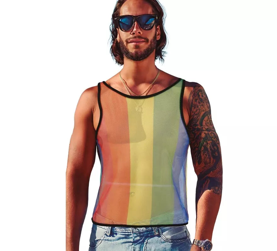 Translation missing: pt-PT.Camiseta Tirantes de Rejilla Arcoíris para hombre